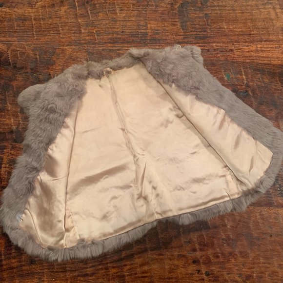 Vintage Gray Rabbit Fur Vest Jacket - Picture 4 of 5